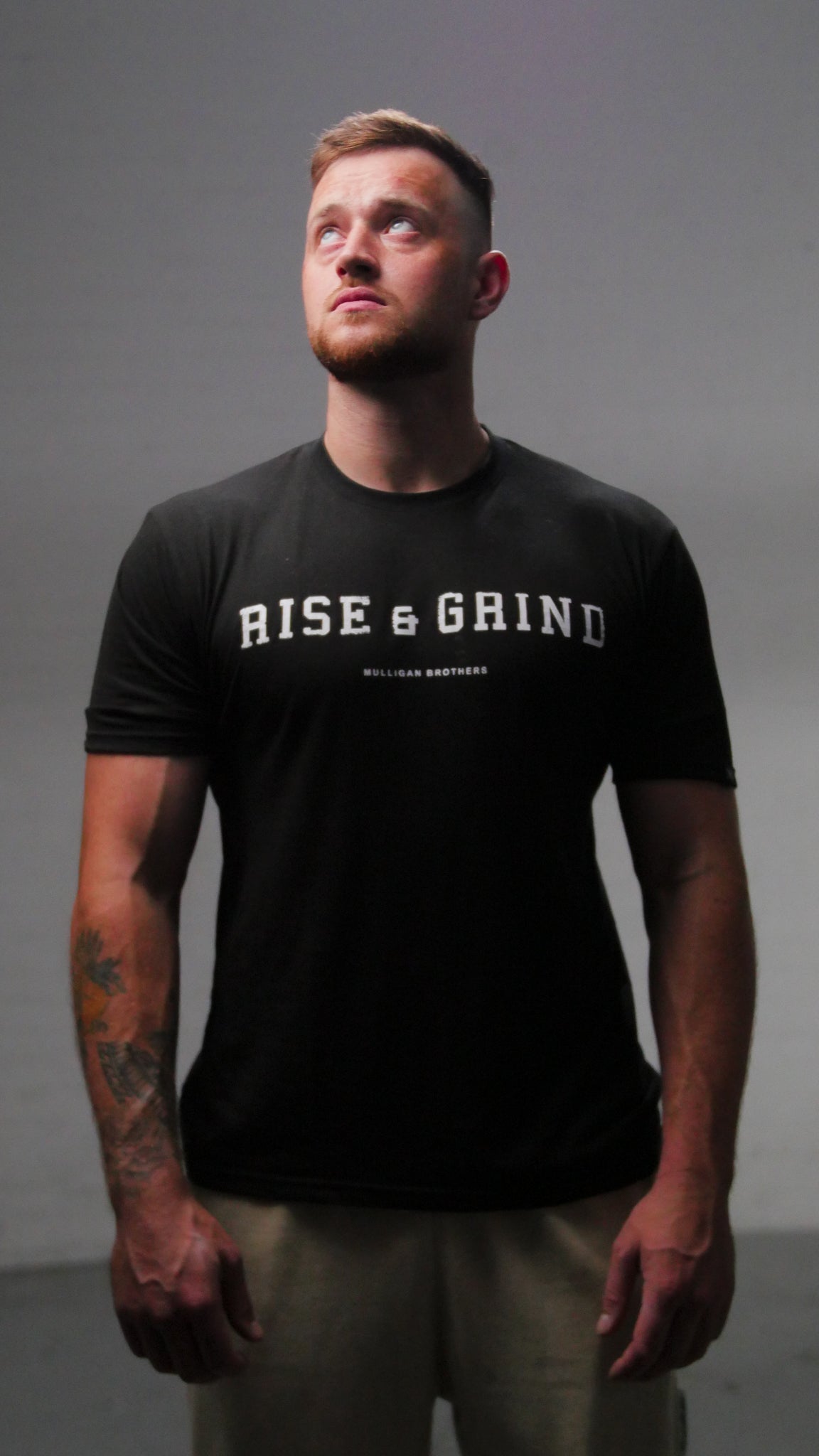 “Rise and Grind” Mulligan Brothers Motivational Gym ) fitted T-shirt Official