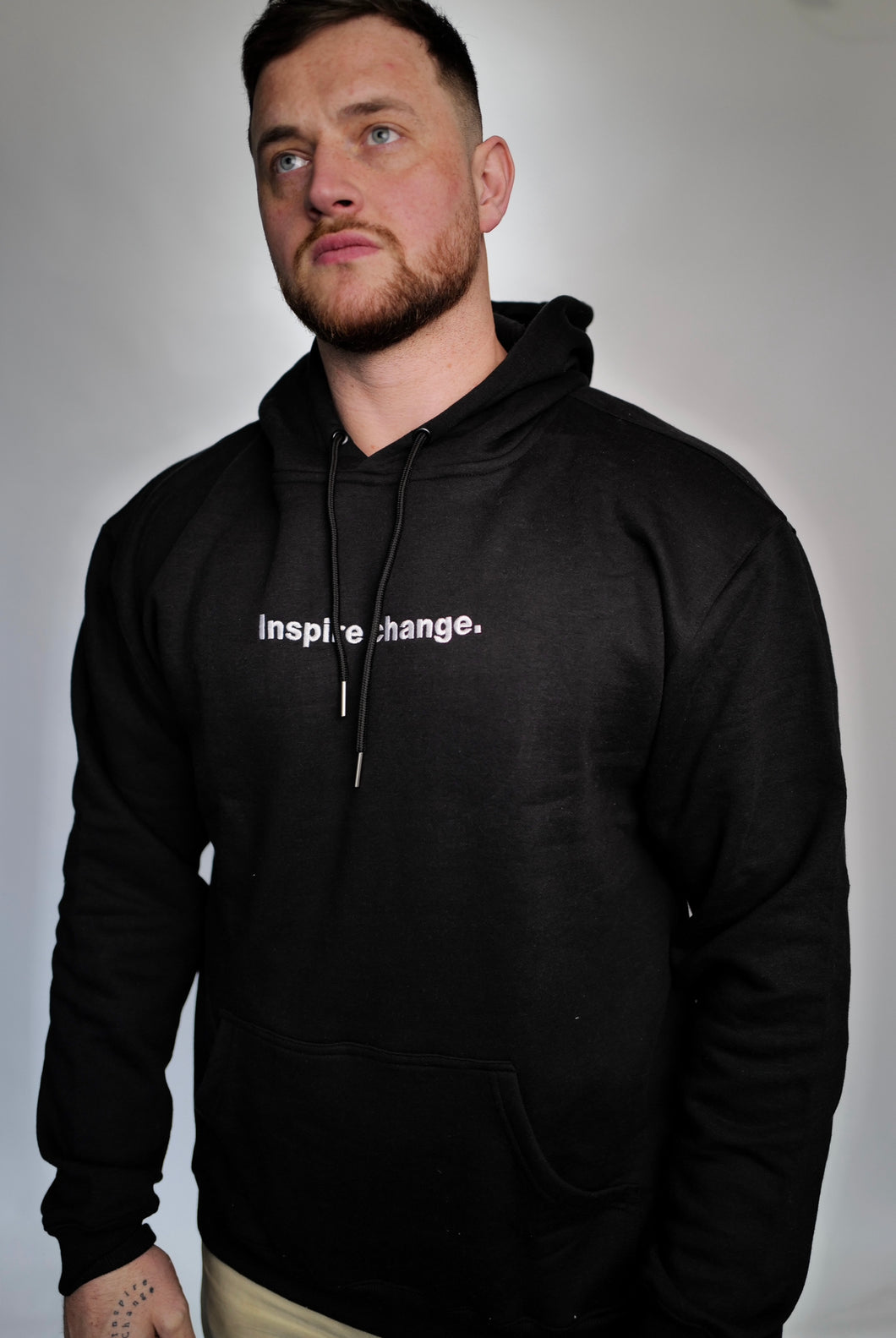 Inspire change black embroidered hoodie