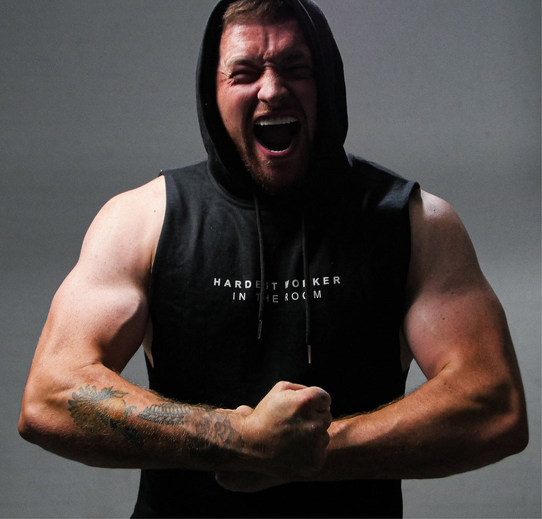 “Hardest Worker In the Room” Black Hoodie Gym training Vest Tank - official Mulligan Brothers