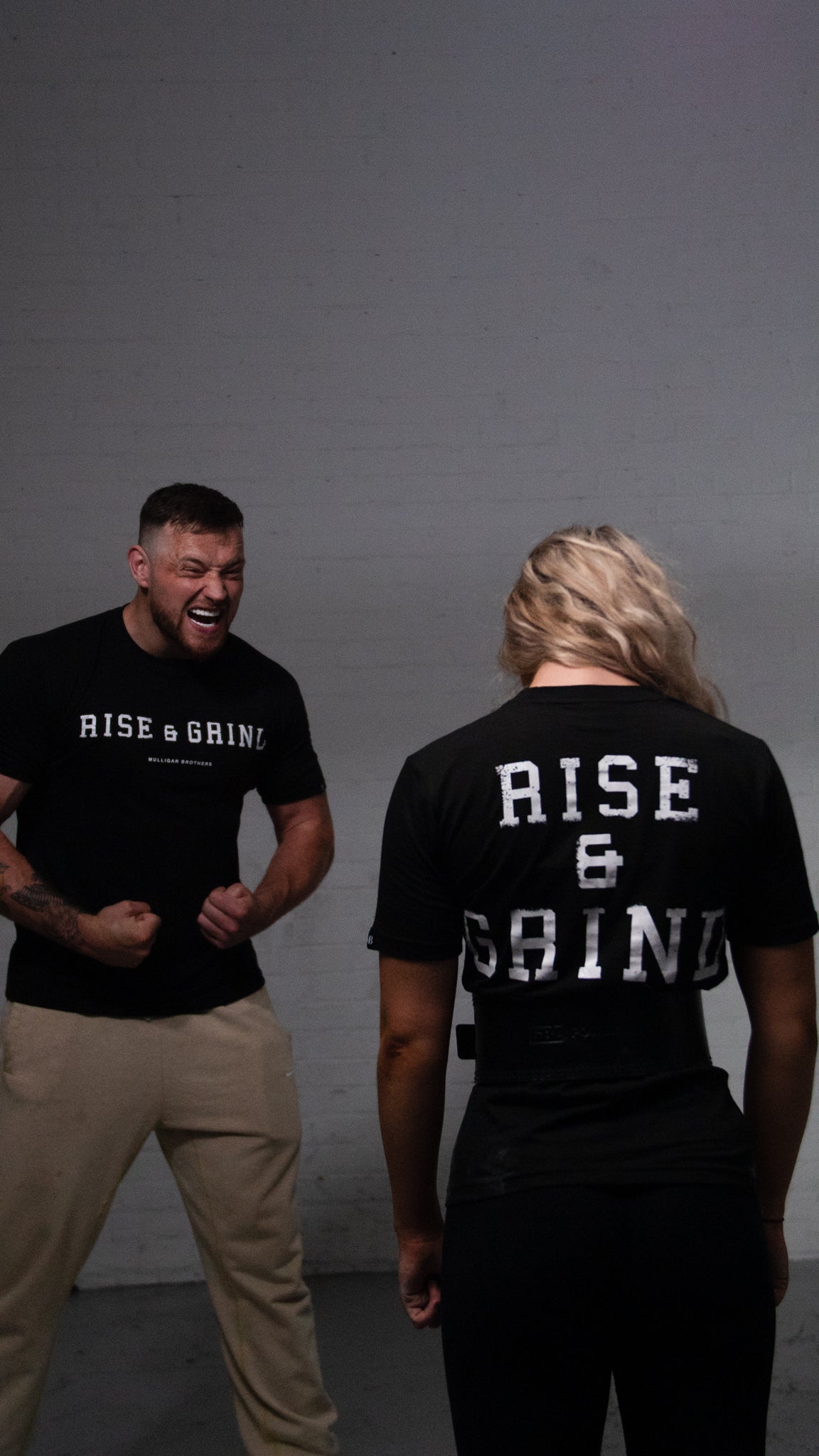 “Rise and Grind” Mulligan Brothers Motivational Gym ) fitted T-shirt Official