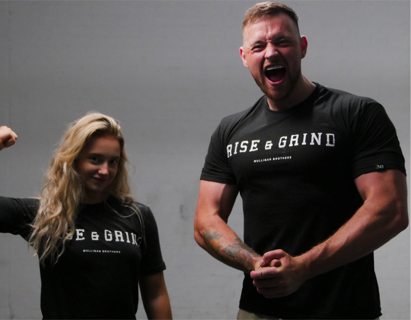 “Rise and Grind” Mulligan Brothers Motivational Gym ) fitted T-shirt Official